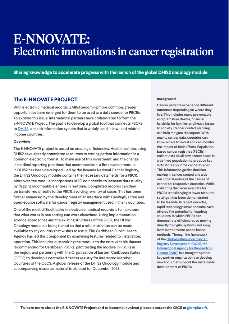 E-NNOVATE- Electronic innovations in cancer registration