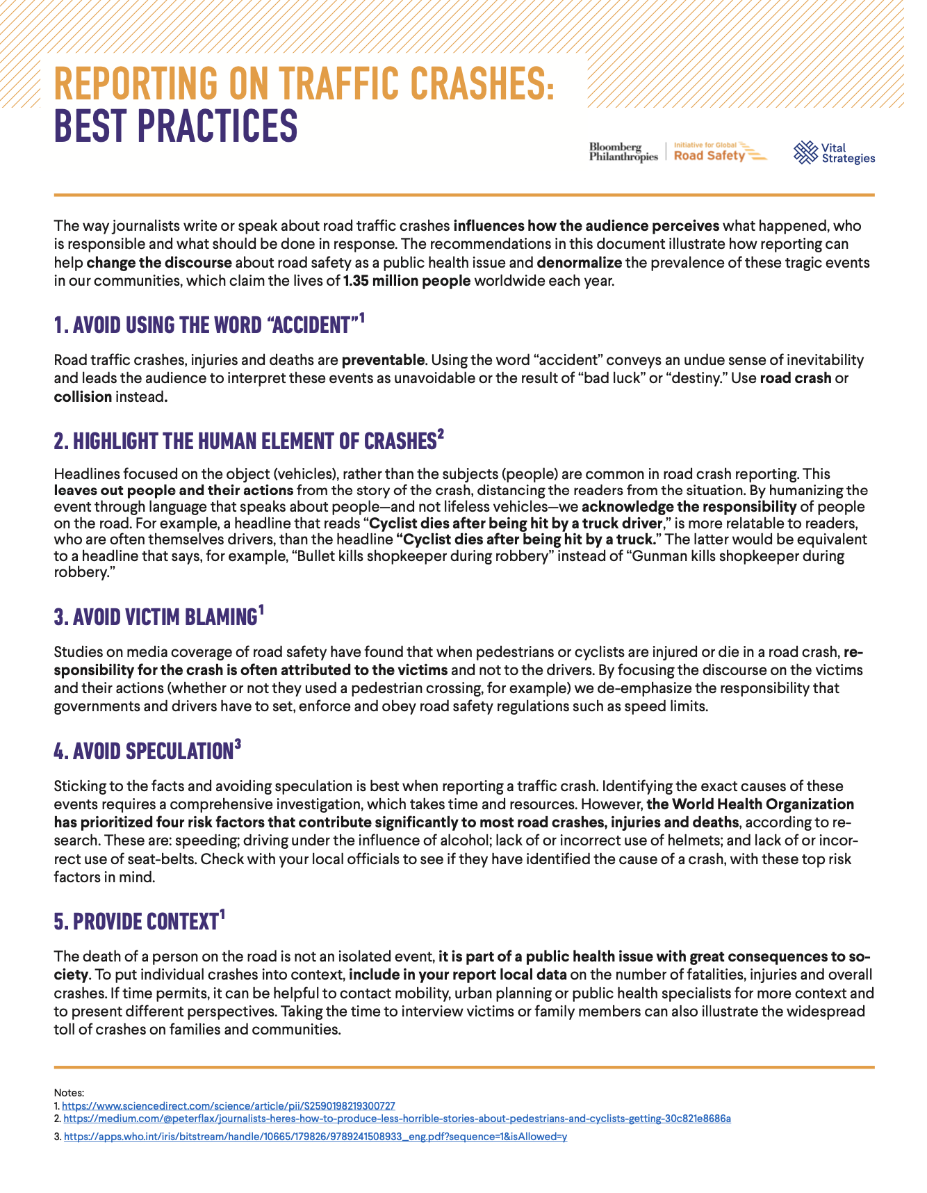Reporting on Traffic Crashes: Best Practices