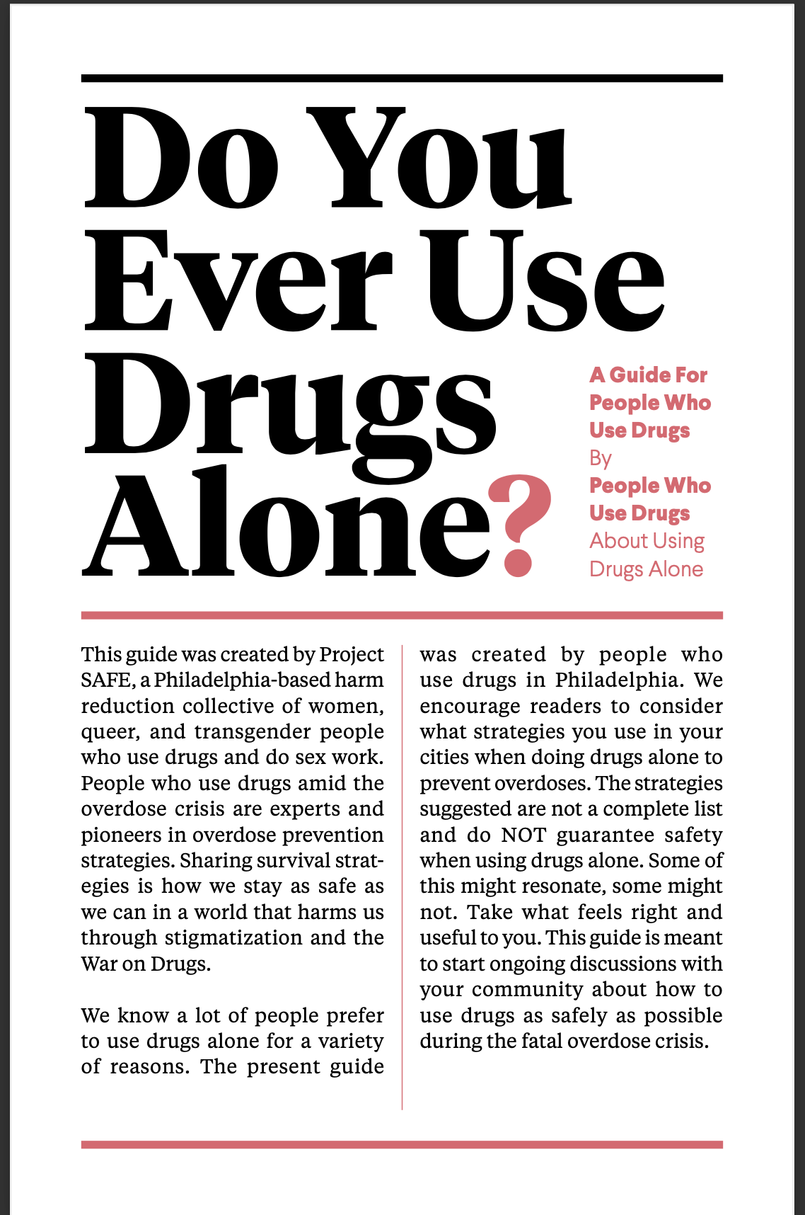 A Guide for People Who Use Drugs, by People Who Use Drugs