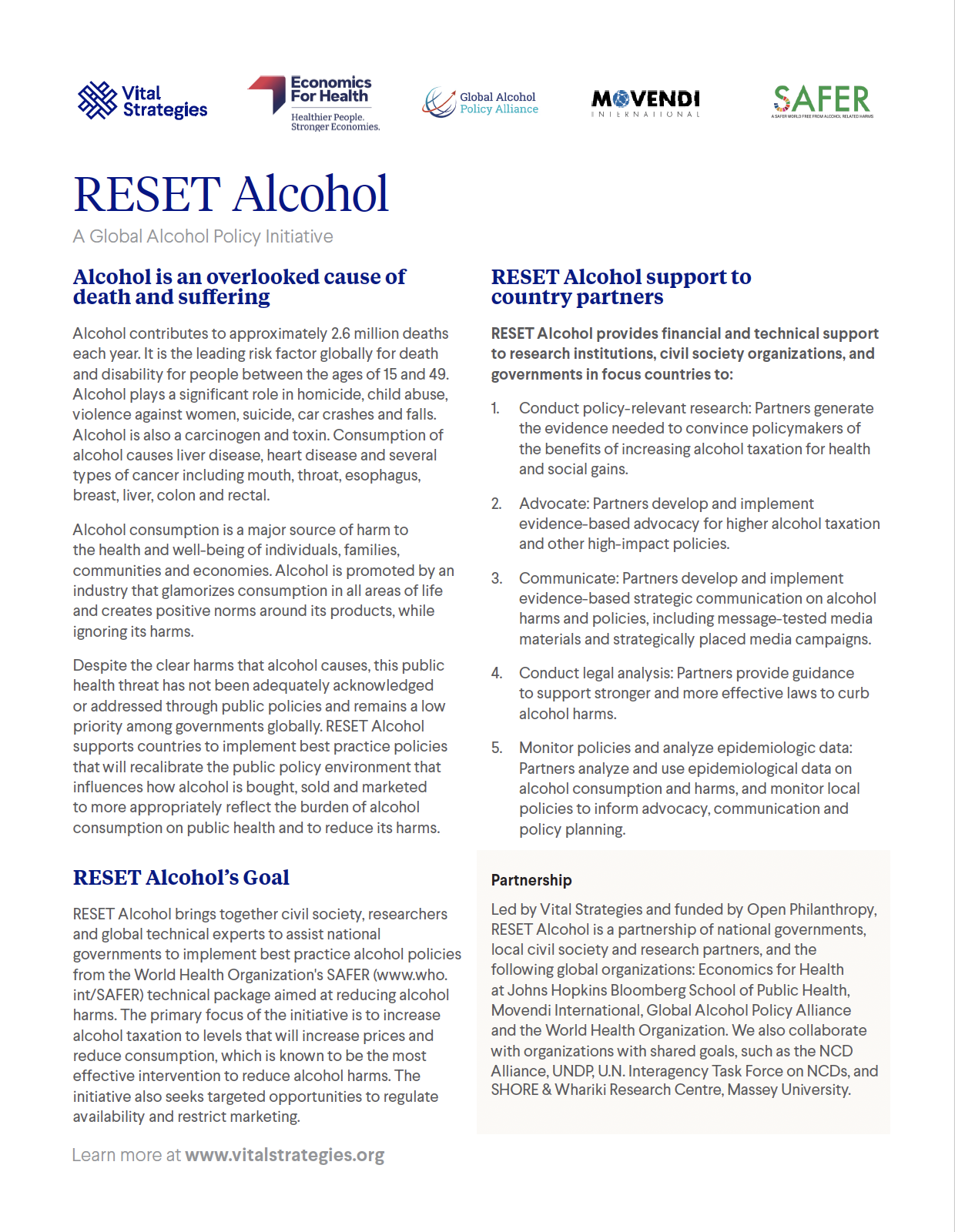 Vital Strategies – RESET Alcohol Program
